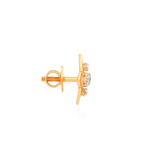 Malabar Gold & Diamonds 18kt Gold Earrings for Women | 18k Gold Earrings for Birthday, Anniversary, Valentine's Day & Festival Gift | 18 kt (750) BIS Hallmark Certified Gold Stud Earrings