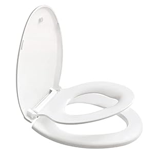 Elongated Toilet Seat with Built in Potty Training Seat/Toilet Seat with Cover,Durable Plastic, White, Replacement…