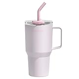 Blackube セラミック タンブラー ストロー付き 取っ手付ケトル 800ml コーヒー 真空クエンチャー 保温保冷 真空断熱広口 大容量 直飲み ホームオフィ アウトドア 女の子 男の子、