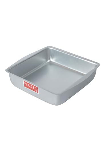 Image of HAZEL Aluminium Square Shape Cake Mould Large | Cake Making Tools Full Mould for Baking | Microwave Tray Aluminium Tin OTG Oven Pan