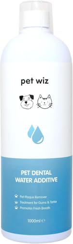 pet wiz Additivo per acqua dentale per cani e gatti, combatte l'alito cattivo, rimuove placca e tartaro, promuove gengive sane, 1000 ml
