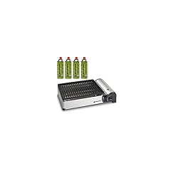 Barbecue a gas portatile 1,9 KW Kemper griglia antiaderente + 4 cartucce gas campeggio