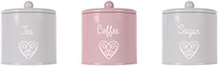 WiseAccordio® Set of 3 Multi Colour Embossed Hearts Canister|Steel Canisters Tea Coffee Sugar Canisters| Kitchen Storage Set |Powder coated steel