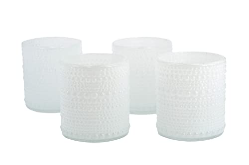 Creativery Lot de 4 photophores en verre 7 x 8 cm - Couleur au choix : blanc 029