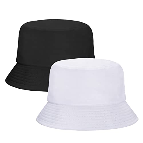 Image of Rosoz 1 & 2 Pack Bucket Hat for Women Men Summer Travel Beach Sun Hat Outdoor Cap Unisex Bucket Hats