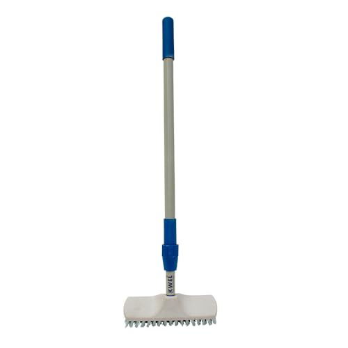 Image of KWEL Plastic Cleaning Heavy Duty Hardy Brush with Telescopic Rod for Sweeping, Cleaning Floors Long Handle Dust Cleaning Brush for Tiles, Carpet (Pack of 1) White