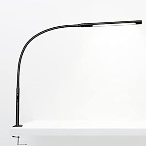 EYOCEAN Bureaulamp met klem, Office Home zwanenhals LED Eye-Care zwenkarmlamp, multifunctionele ruimtebesparing met traploos dimmen Instelbare kleurtemperatuur Touch Control Timer en geheugenfunctie