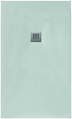 VAROBATH -Plato de ducha de Resina Gris, extraplano, antideslizantes C3 y anti-bacterianos. Incluye válvula. Fabricado en España. (70x140)