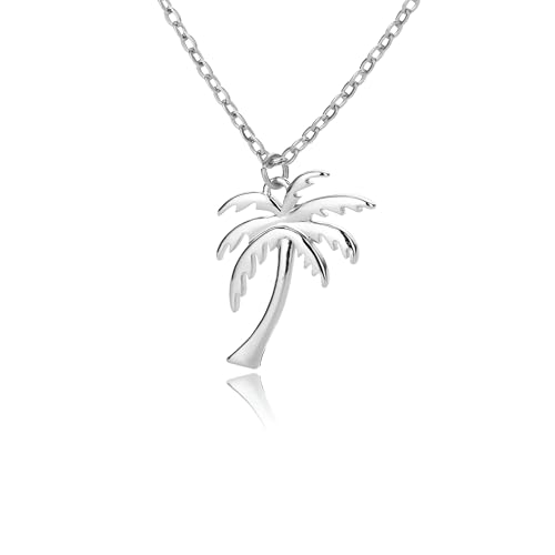 Girls accessories Palm Tree Necklace For Women, 925 Sterling Silver Beach Wave Palm Tree Pendant Necklace Coconut Palm Tree Necklace, Palm Tree Necklaces For Women, Tropical Necklace, Palm Tree