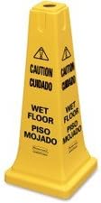 Four-Sided Caution, Wet Floor Safety Cone, 10 1/2w x 10 1/2d x 25 5/8h, Yellow