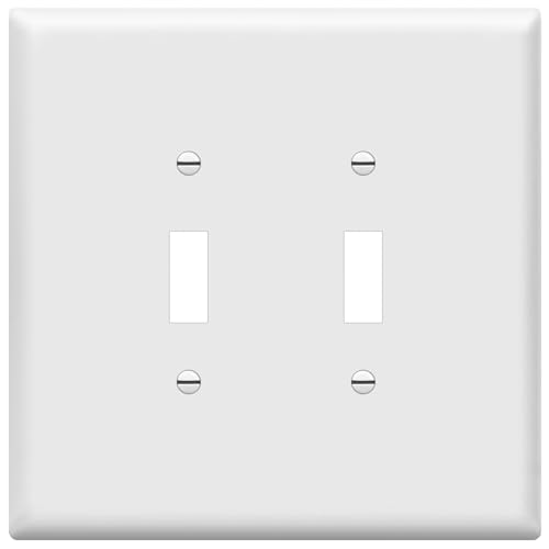 ENERLITES Jumbo Double Toggle Switch Cover (White)