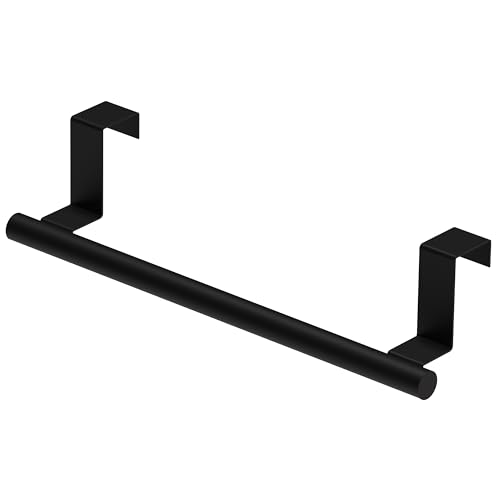 Cabinet Door Towel Bar - Single, Stainless Steel & Matte Black Over Cupboard Door Towel Holder