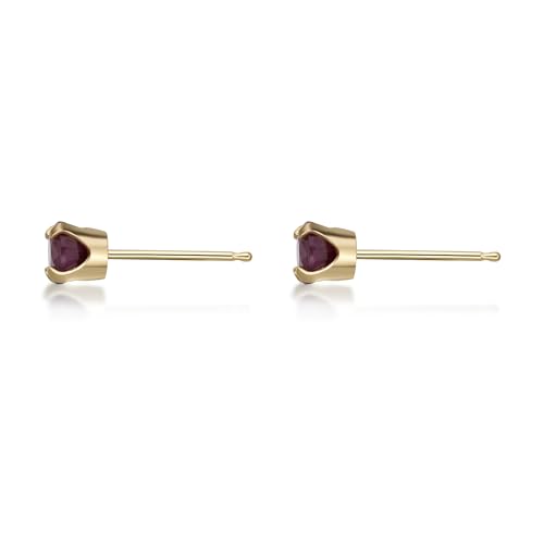 0.70 Carat Red Ruby Round Stud Earrings for Women in 14k Yellow Gold 4 mm Birthstone Post with Friction Back I Push Back Studs by Lavari Jewelers by Lavari Jewelers - Image 3