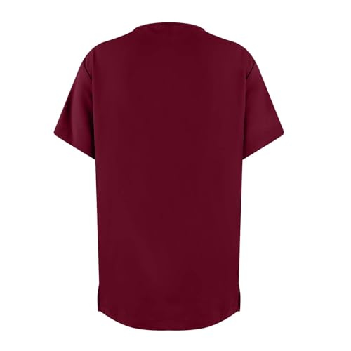 Image of FONMA Scrub Tops Women Plus Size Stretchy V-Neck Scrub Shirts with 4 Pockets Breathable Short Sleeve Nurse Uniforms