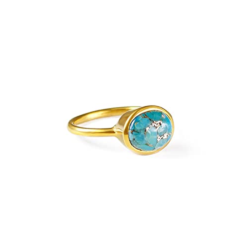 Turquoise ring, stackable ring, Vermeil Gold or silver, bezel set ring, oval ring, blue gemstone ring, December Birthstone ring, Sleeping Beauty Turquoise