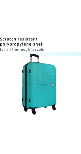 Image of Polypropylene Hard Shell 4 Wheels 360 Degree Safari Trolley Bag for Travel Small+Medium+Large (Teal Green, Set of 3), 70 cm