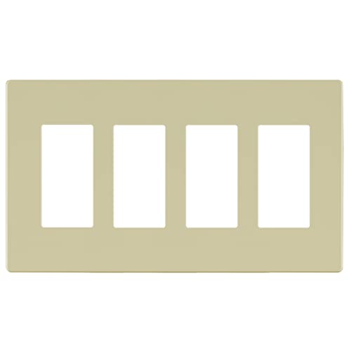 Image of LIDER Decorator Switch Cover, Screwless Wall Plate, Mid-Size 4-Gang 4.88 inch x 8.58 inch, LSWP-34M-I, UL Listed, Thermoplastic, Matte Ivory, 1-Pack