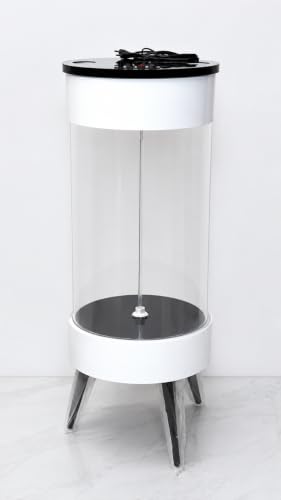 Image of MH9 100 Litre Large Smart Cylindrical Aquarium-Powerful Filter,Dual LED,Oxygen Bubble System,Water Drainage System,Switch Control,Digital Temp. Display,SS Leg Stand (42x42x114cm) Pearly White