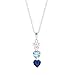 Sterling Silver 3 Stone Custom Simulated Birthstone Heart Drop Mother's Pendant (16" chain)