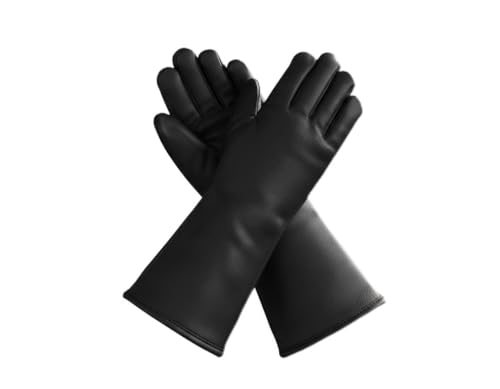 Medieval Black Leather Gloves, Long Protective Costume Accessory for Cosplay, Reenactment, Gothic Fashion