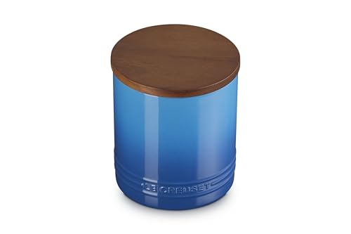 Image of Le Creuset Signature XL Salt Cellar and Storage Canister with Wood Lid, 1.2 qt., Marseille