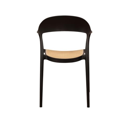 Image of Rattan Style Outdoor Chair | Set of 1 Black Plastic Arm Chair for Garden, Balcony, Patio & Cafe | Lightweight Weather Resistant Seating | 3 Year Manufacturing Warranty