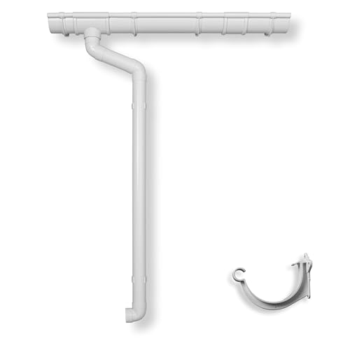 4 Home & Garden Dachrinnen Set RG 100 NW100/125 Weiss | Komplettsets mit Fallrohr bis 10m Dachlänge | Typ 300 Fallrohr DN 60 | Kunststoff PVC (Dachlänge: 1-Seite bis 1000cm)