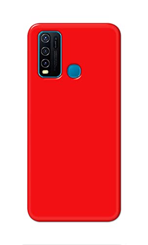 Image of Printed Hard Back Cover Case for Vivo Y30 Back Cover (Plain Red) -1803