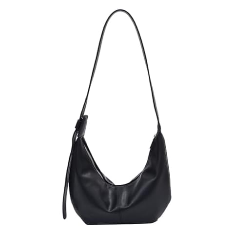 Tenbip Leather Hobo Bags Crescent Bag for Women Half Moon Crossbody Shoulder Purse Slouchy Tote Handbag (Black) Cover