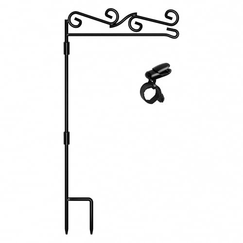 HOOSUN Garden Flag Stand, Premium Garden Flag Pole Holder Black Metal Powder-Coated Weather-Proof Paint, 37.8"H x 15.5"W For Outdoor Garden Lawn Without Flag