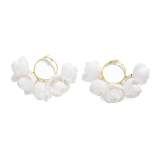 Boucles d'oreilles mesh imitation de perles pour femme tendance