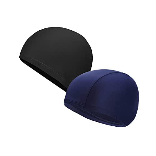 UUYYEO 2 Pcs Unisex Polyester Swim Caps Long Hair Swimming Caps Fabric Bathing Caps Comfortable Swim...