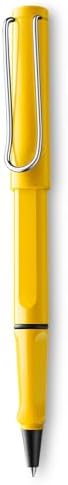 LAMY Safari Rollerball Pen Medium Tip | Yellow Body with Metal Clip, Matt ASA Plastic | With LAMY M63 Refill, Blue Ink