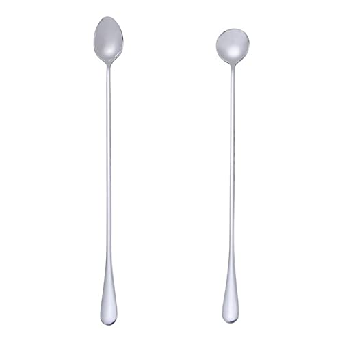 11 Inch Long Handle Iced Tea Spoon, Set of 2 Stainless Steel Ice Cream Spoon, Iced Teaspoon, Cocktail Stirring Spoons,Coffee Spoon,Milks Mixing Milkshake Spoon