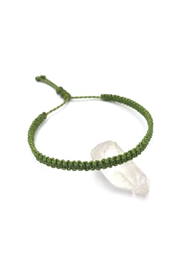 Pulsera verde manzana oscura tejida con hilo encerado. Forma plana. Resistente...