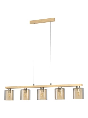 Lustre moderne salon 5 lumières bois et nickel Generico GL0569