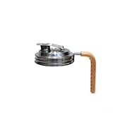 Tapa de tarro de acero inoxidable con asa, 14 x 11 x 9 cm, tapa de sellado reutilizable para tarros, junta de goma a prueba de fugas, vertido sin esfuerzo, conservas en el hogar y almacenamiento de