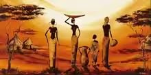 Tableau africain moderne 80x160 décoration murale grand format