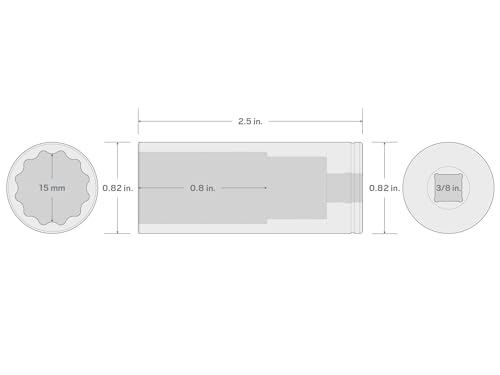 Image of TEKTON 3 /8 Inch Drive x 15 mm Deep 12-Point Socket | SHD13315