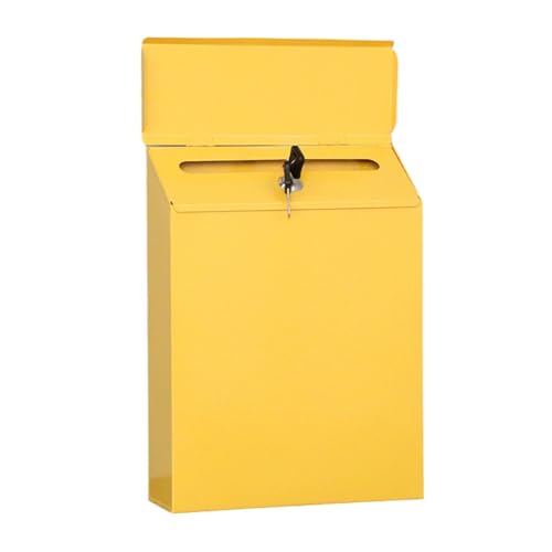 Wall Mounted Post Box Mailbox with Key Lock Metal Wall Mount Drop Lock Box Locking Mailbox Hanging Secure Postbox for Front Door Office Outdoor Garden Wall Hanging Decor Red