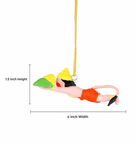 Image of Flying Lord Hanuman for Car Hanging Ornament | Handmade Decorative Car Hanging Accessory | Door Window Hanging Hanuman Ji Idol for Car Dashboard (Pack of 01)(Multicolor)