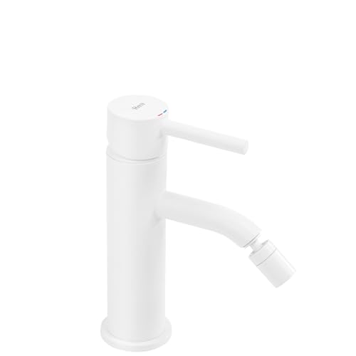 Rea ROBINET DE BIDET LUNGO WHITE Mitigeur monocommande en Laiton pour WC Toilette Salle de Bain (Blanc)