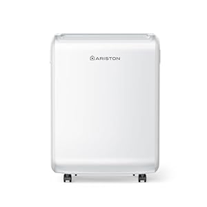 Ariston, Deos 12 – Deshumidificador Silencioso Bajo Consumo con Ruedas y Temporizador, 12L/día, Deshumidificadores de Humedad 35m², ‎22.5x35x47cm – Dehumidifier Fabricado para Instalación en España