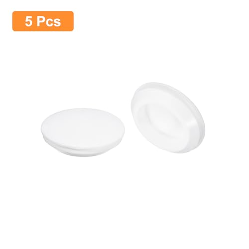 Image of uxcell 5 Pcs Silicone Plugs, Rubber Round Snap in Locking Hole Plugs for 40mm Hole, Hole Stoppers Waterproof Hole Plug for Metal Tube, Furniture End Caps Inserts, White