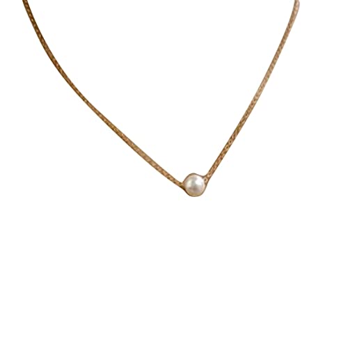 Lookatool 2pcs Women Simple Imitate Pearl Bib Choker Statement Collar Necklace (Gold+ Silver)