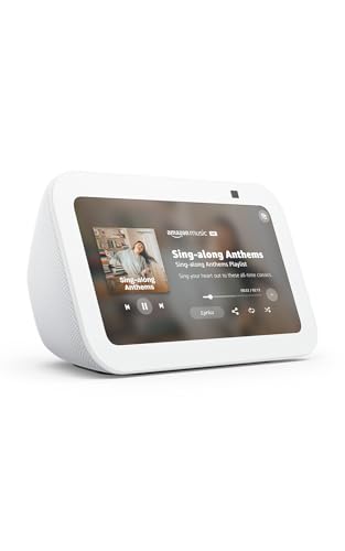 Amazon Echo Show 5 (newest model), Smart display with Alexa+ Early Access, 2x the bass and clearer sound, Glacier White