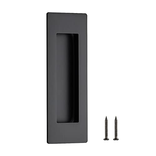 Ravinte 1 Pack Black Sliding Closet Door Handles, Flush Pulls 4.72in Length