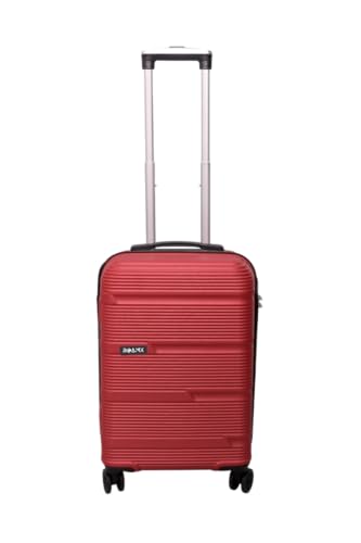 Image of ABS Hard Suitcase 55 cm Cabin Luggage, Trolley Bag with Smooth 8 Wheel System Combination Lock and Strong Zipper | Carry On Travel Case for Air, Road and Weekend Trips | Cherry Red