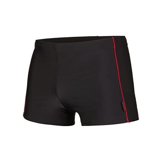 Herren Badehose, 2301 - Schwarz/Rot-01, Gr. L
