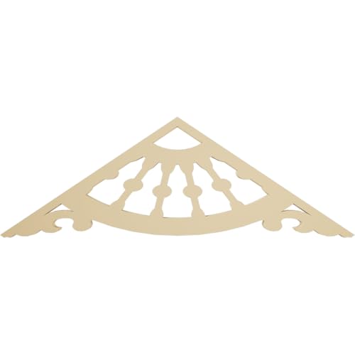 36"W x 12"H x 1 1/2"P (8/12) Pitch Wagon Wheel Signature Urethane Gable Pediment, Primed Tan